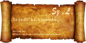 Sziráki Levente névjegykártya